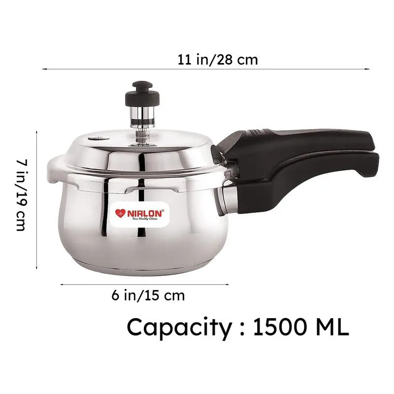 Nirlon Steel Pressure Cooker - 1500 mL/ 7 Inches media 7