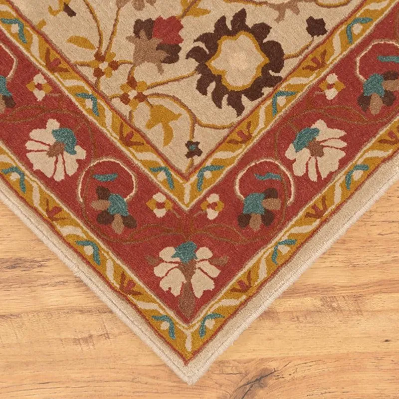 Ahriman Hand Tufted Ethnic Wool & Nylon Carpet - Beige media 5