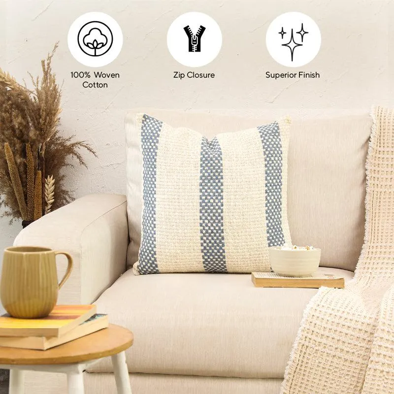 Shivalik Striped Cushion Cover (Blue) - Set Of Two media 5