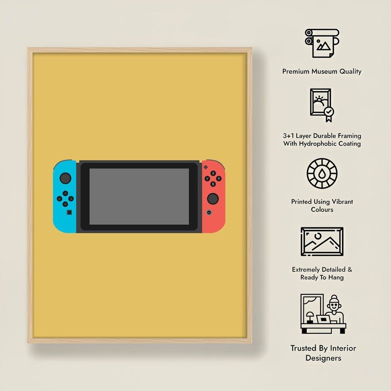 Control Shift Framed Canvas Archival Canvas Wall Painting - Natural Brown Frame media 7