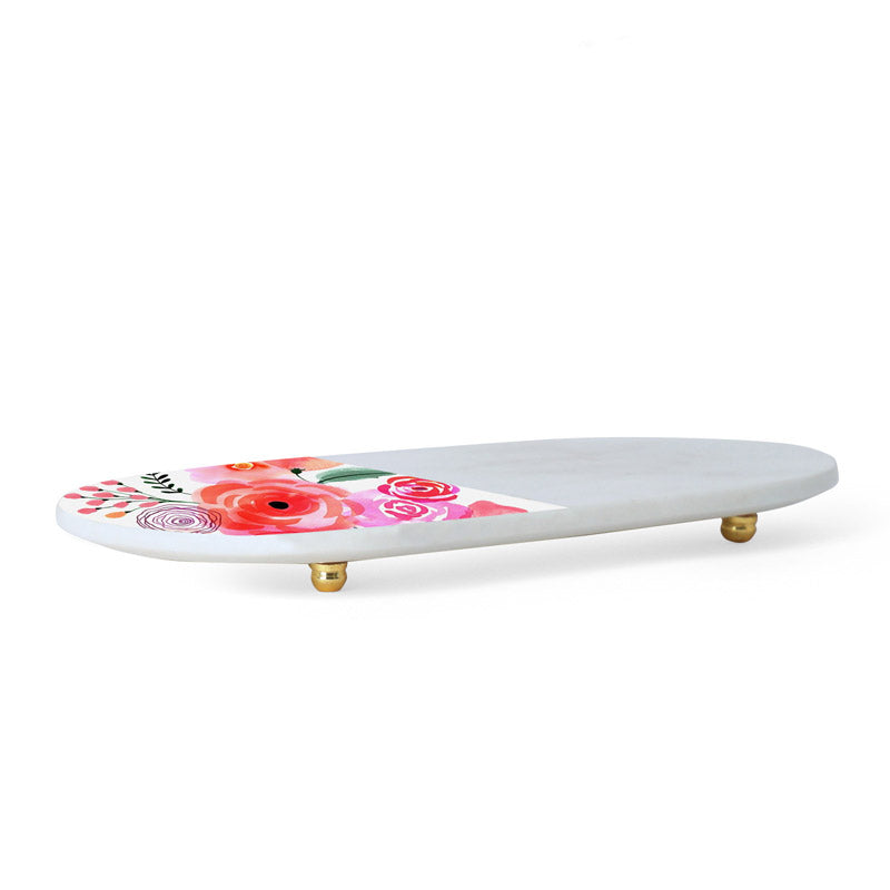 White Printed (Marble,Brass) Marble Platter media 4