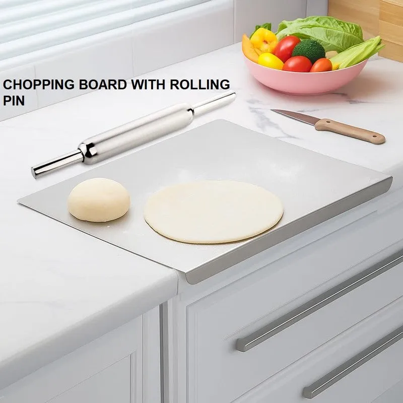 Dough Craft Steel Rolling Pin & Board - 2 Piece Set - 10