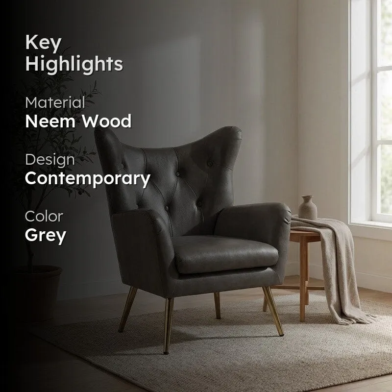 Urbano Neem Wood Lounge Chair - Grey media 2