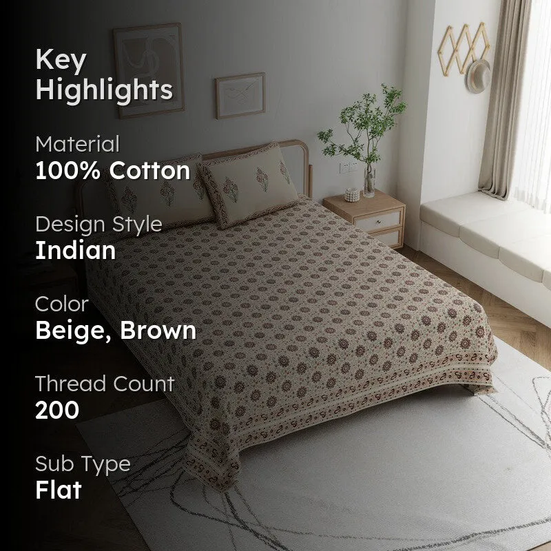 VirasatFloral Cotton Bedsheet - 200 TC media 2
