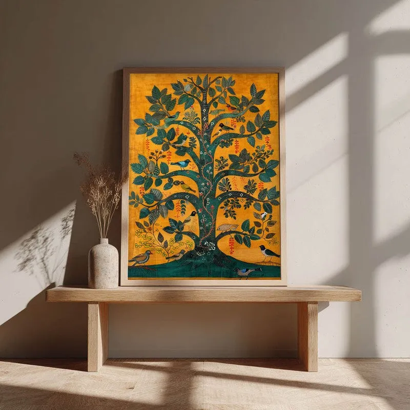 Tree of Life Canvas Wall Painting With Brown Frame media 4