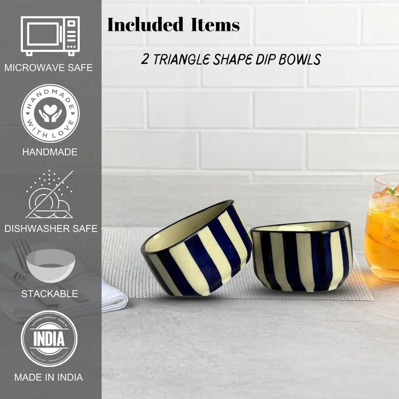 Annavya Ceramic Dip Bowls (Blue,White ,50 mL Each) - Set Of Two media 6