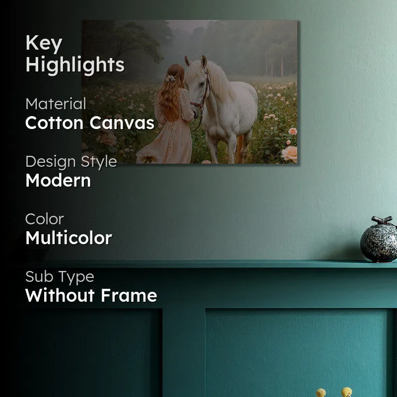 Girl & Horse Cotton Canvas Wall Art media 2