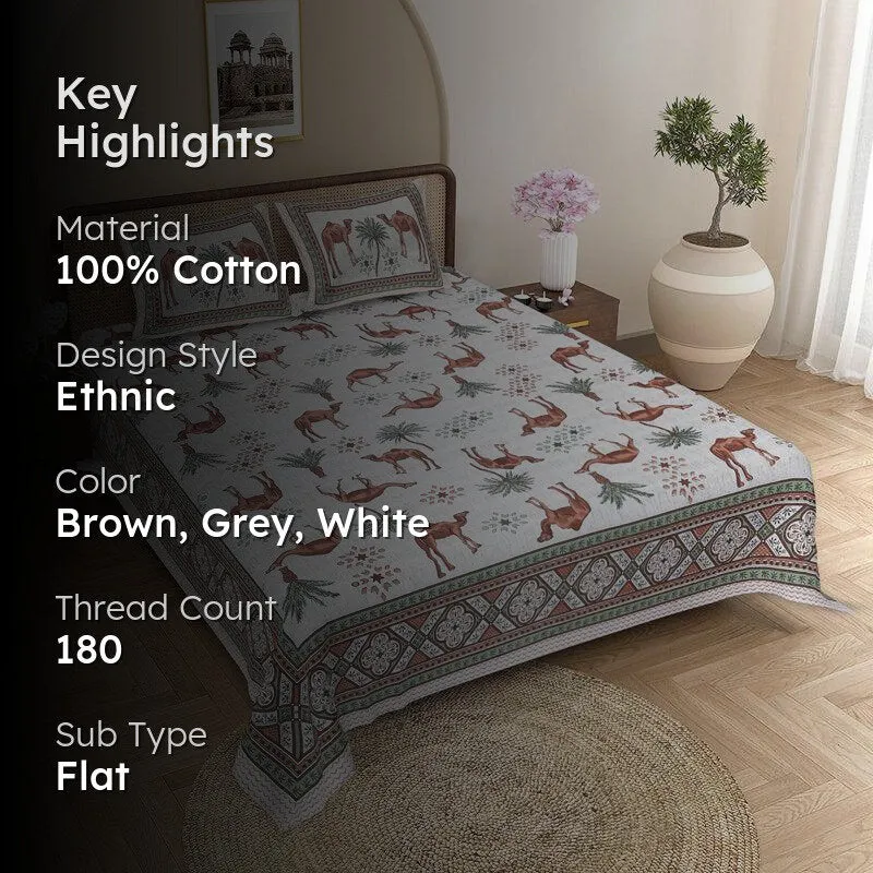 Anika Cotton Bedsheet (Brown, Grey,White) - 180 TC media 2