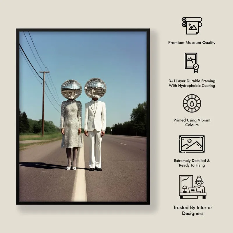 The Disco Couple Archival Canvas Wall Art - Black Frame media 8