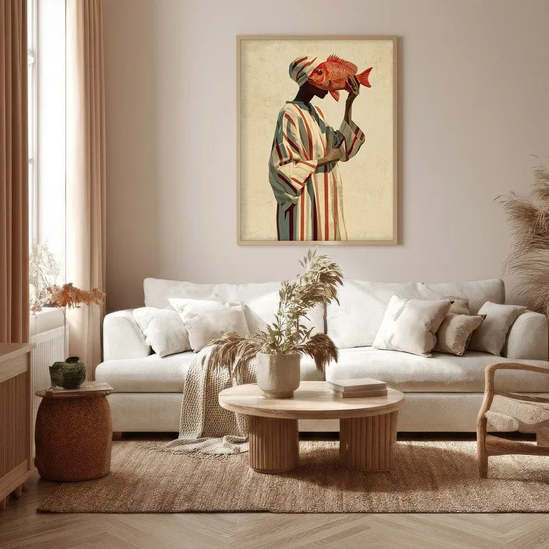 Ember Fin Canvas Wall Painting - Brown Frame media 5