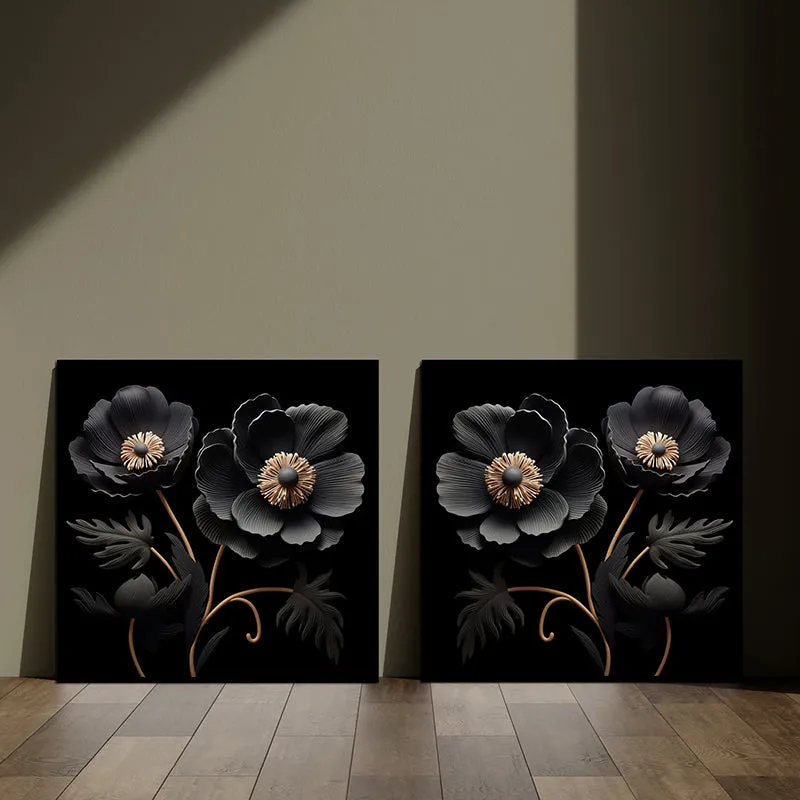 Ebony Poppy Canvas Wall Art - Set Of Two media 7