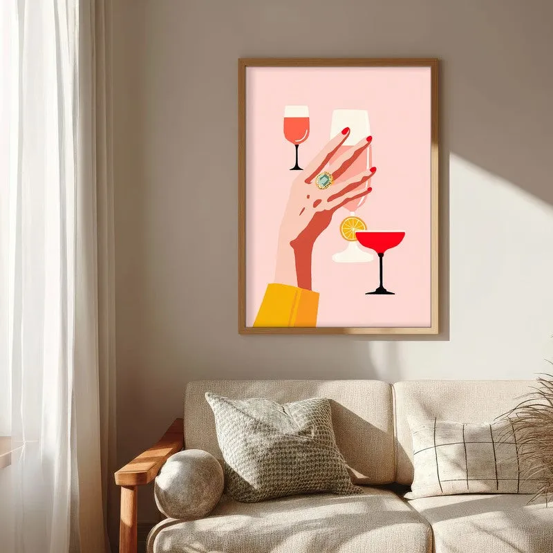 Wineglass Canvas Wall Painting - Brown Frame media 6
