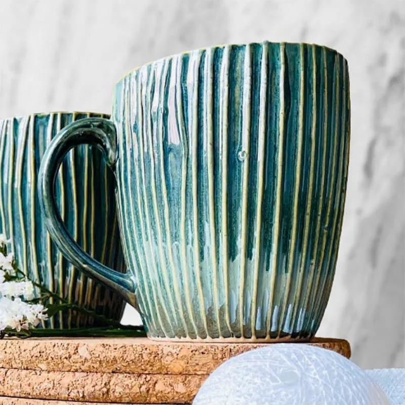 Hipashi-Mug-Green Coffee Mug (300 mL Each) - Set of Two media 4