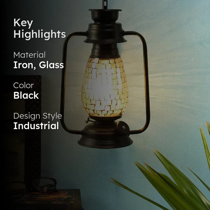 Avina Mosaic Lantern Iron Wall Lamp - Black media 2