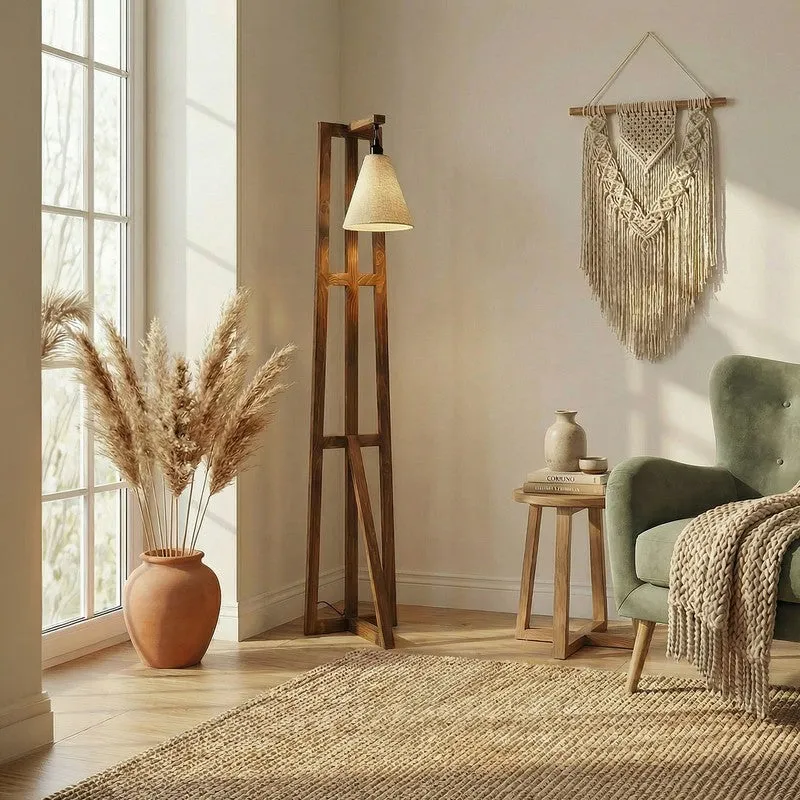 GentleGlow Wooden Floor Lamp - Brown media 3