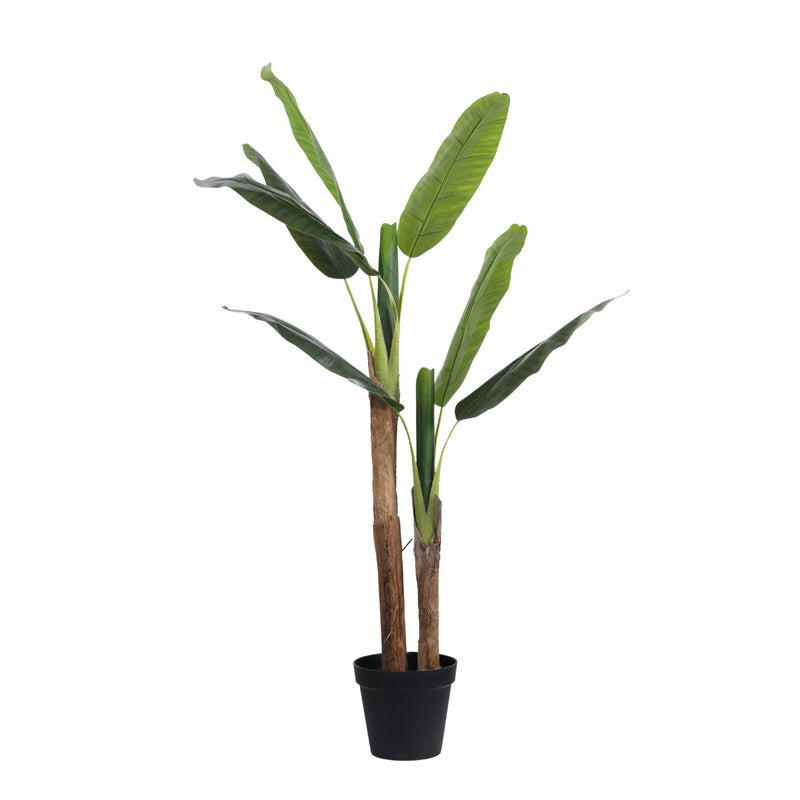 Artificial Banana Plant With Black Plastic Pot - 5 ft media 3