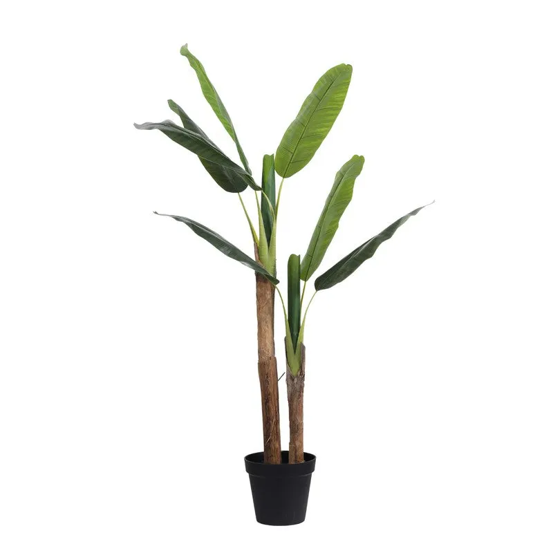 Artificial Banana Plant With Black Plastic Pot - 5 ft media 3