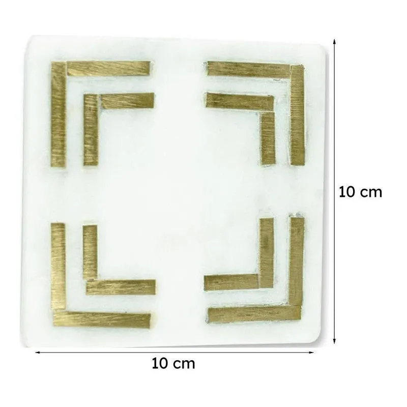 Cairn Marble Coaster With Brass Inlay - Set Of Two media 9