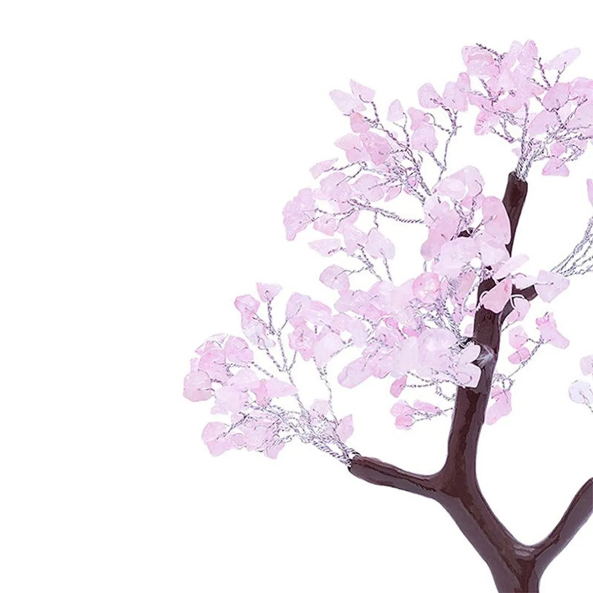 Close-up of pink crystal branches on the wish tree showpiece