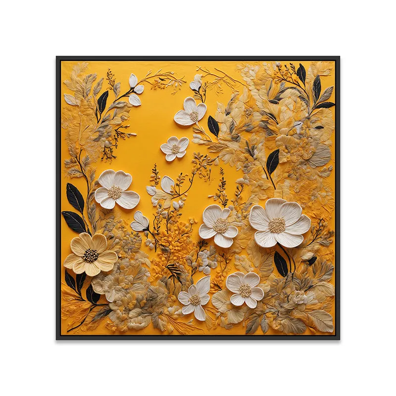 Blooms Of Desert Canvas Wall Painting With Frame - Black media 5