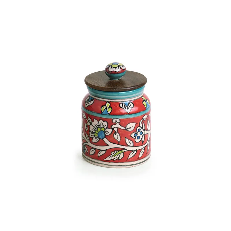 Rang-E-Gul Handpainted Ceramic Multi-Utility Jar (410 mL Each) - Set Of Four media 5