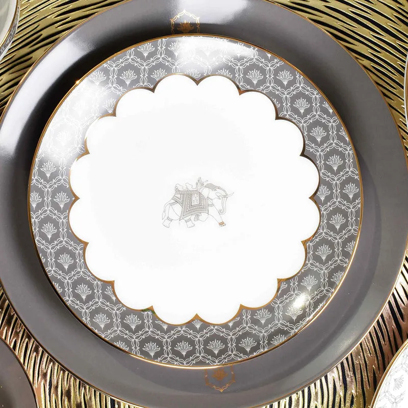 Gilded Legacy 24k Gold Brushed Porcelain Dinner Set (Grey) - 33 Piece Set media 12