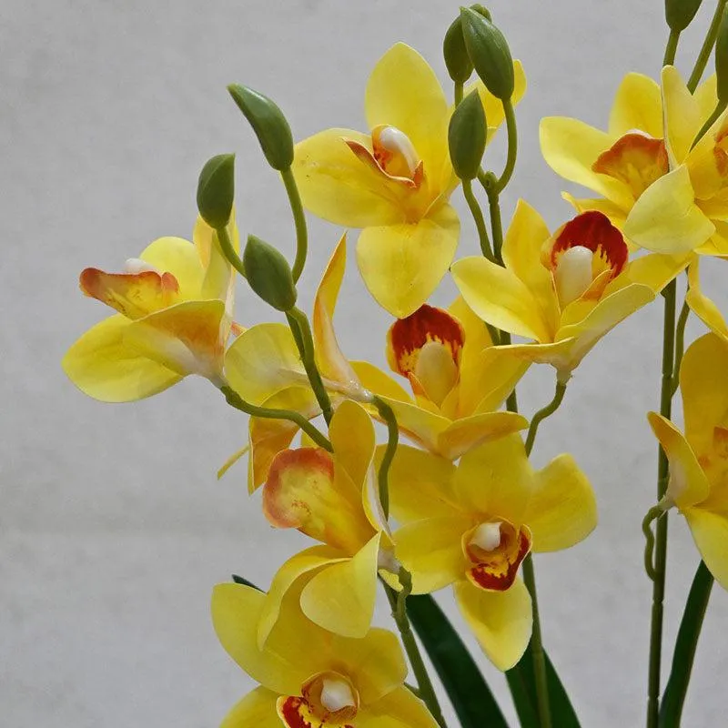 Faux Everlasting Cymbidium Everlasting Orchid Flower Stick - Yellow media 3