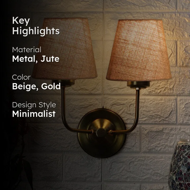 Lumoire Duo Cone Metal Wall Lamp - Gold,Beige media 2