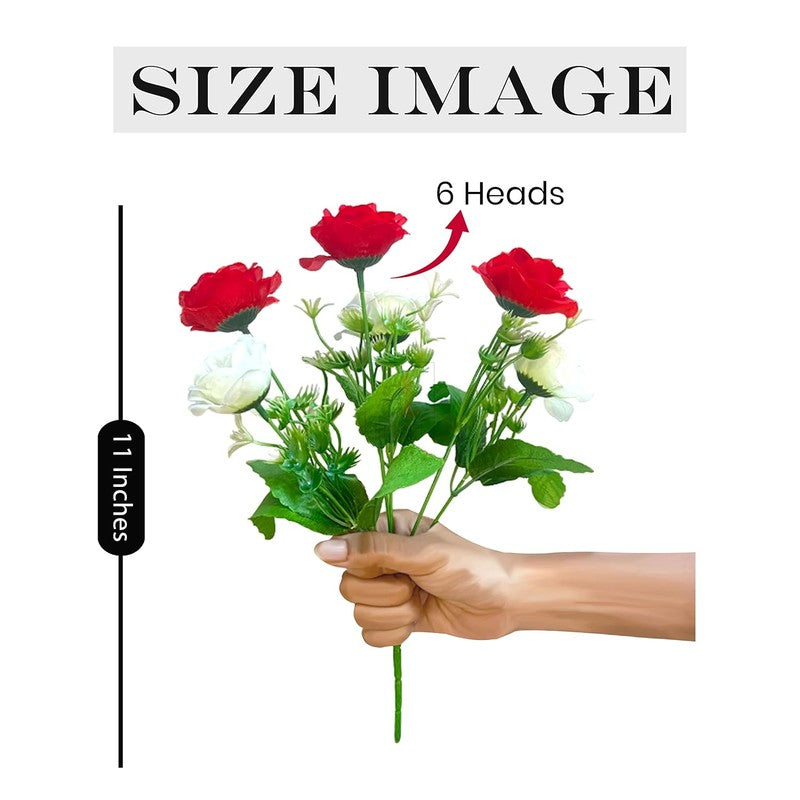 Rossi-Bozzi Silk Rose Artificial Flower Stick - Red & White media 7
