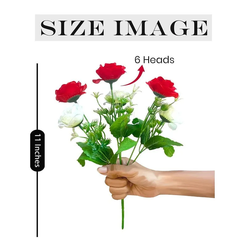 Rossi-Bozzi Silk Rose Artificial Flower Stick - Red & White - 7