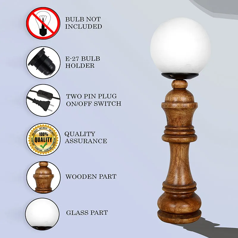 Chess Queen Wooden Table Lamp - Brown,White media 5