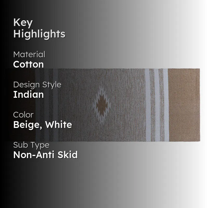 Decoria Cotton Runner Rug - Beige media 2