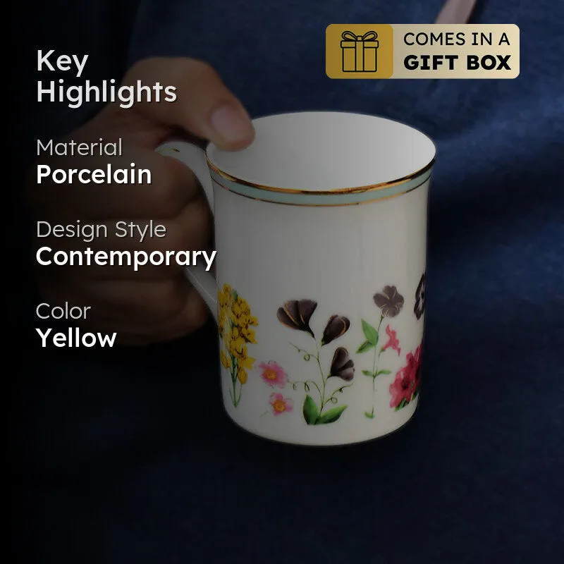 Basant 24k Gold Brushed Porcelain Coffee Mug (300 mL Each) - Set of Four media 2