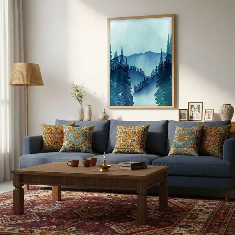 Foggy Forest Archival Paper Wall Art - Natural Brown Frame media 4
