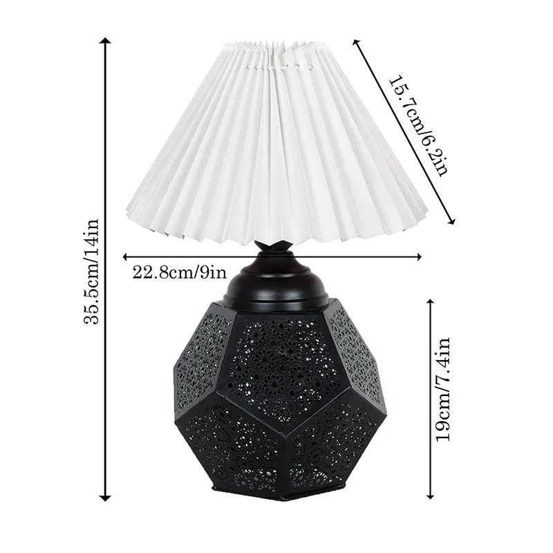 French Pleat Hex Metal Table Lamp - White,Black media 5