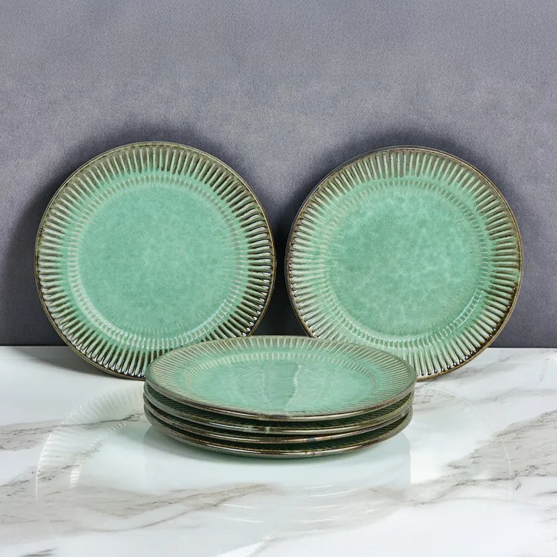 Mintora Green Ceramic Quarter Plates - Set Of Six media 1