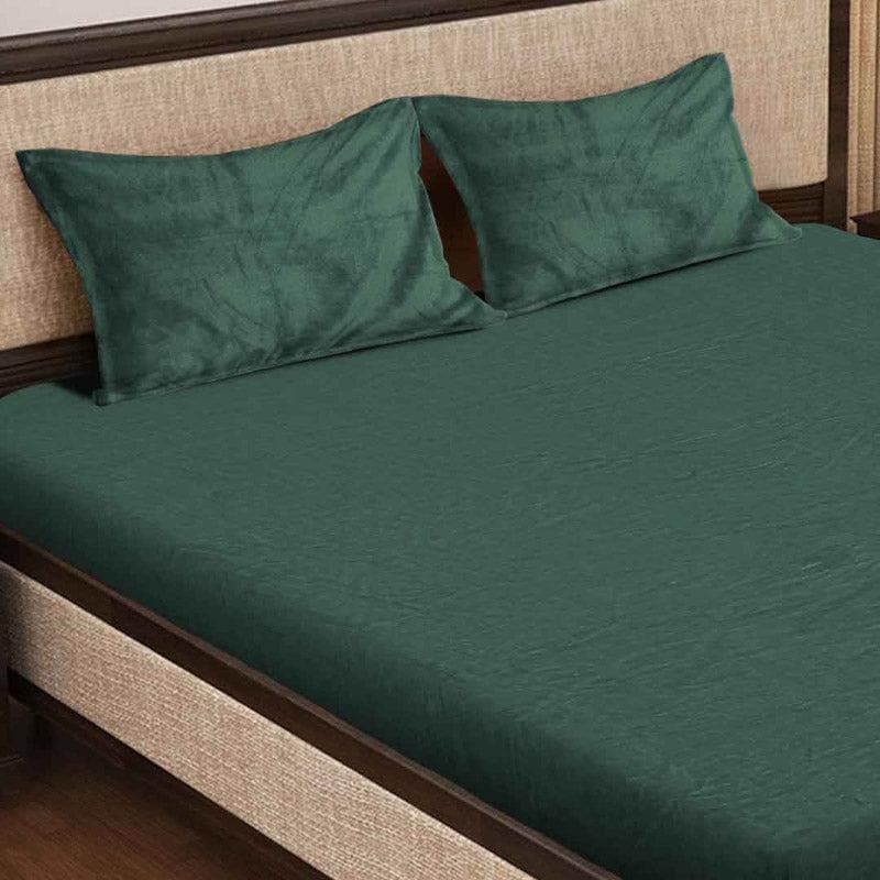 Pristine Charm Warm Woollen Bedsheet (Green) - 150 GSM media 4