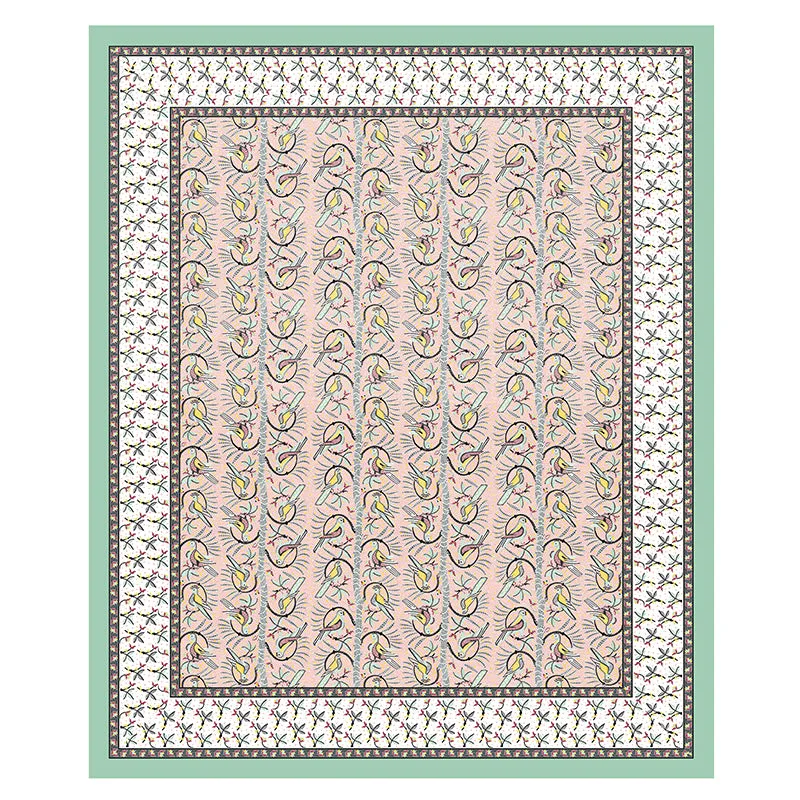 Tara Tranquility Ethnic Cotton Bedsheet (Green & Beige) - 150 TC media 4