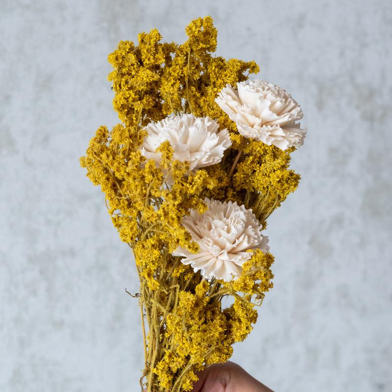 Nima Yellow Dried Flower Bunch With Vase media 5
