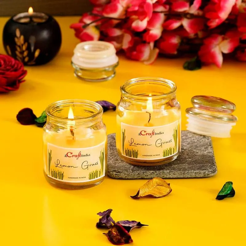 Nithya Lemon Grass Scented Jar Candle - Set Of Two media 3