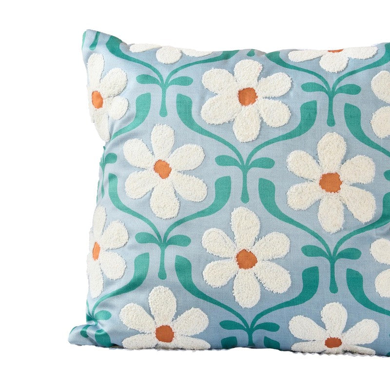 Daisy Green Petals Cotton Velvet Cushion media 4