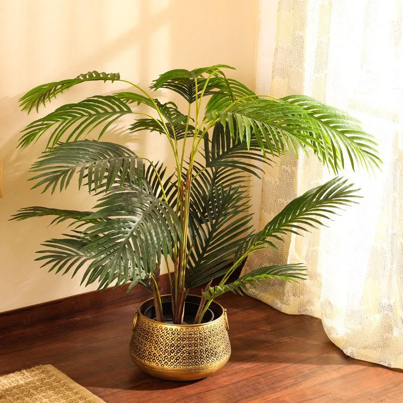 Artificial Realistic Areca Palm Plant With Black Plastic Pot - 4.3 Feet media 1