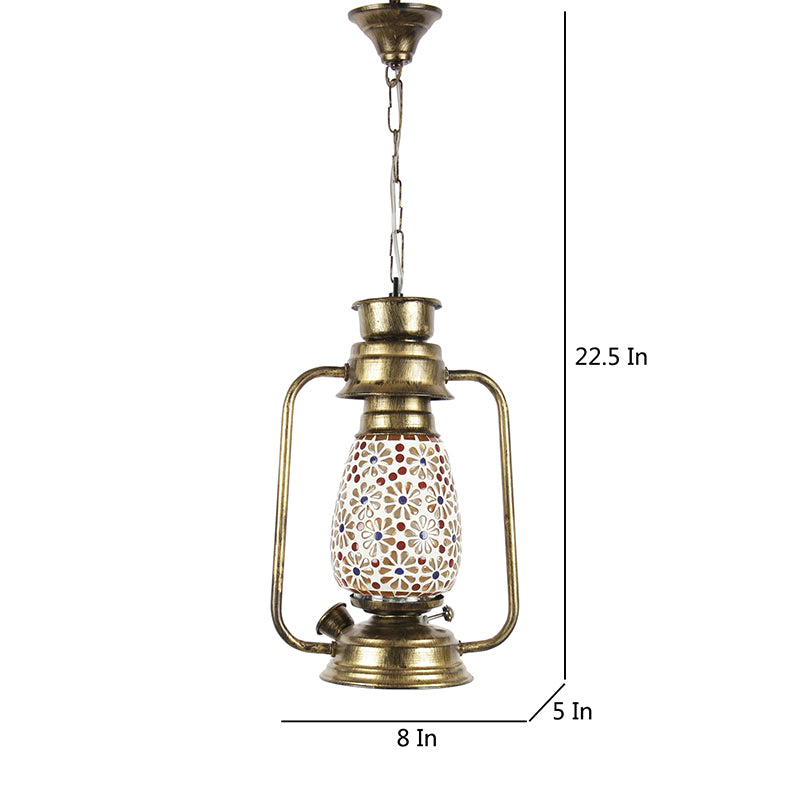 Admya Mosaic Lantern Glass Ceiling Lamp - Gold media 5