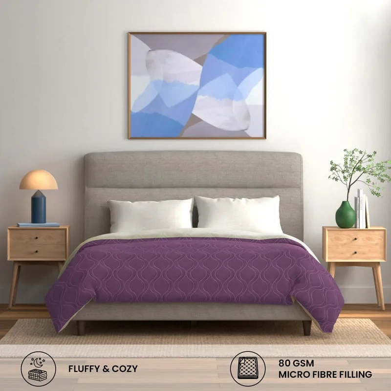 Urban Space Triad Reversible Microfiber Comforter (Plum, Pearl) - 80 GSM media 4
