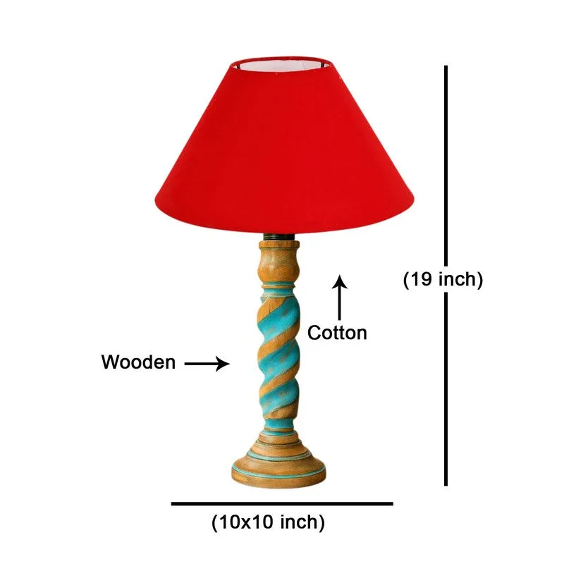 Elara Liora Wooden Table Lamp - Red media 8