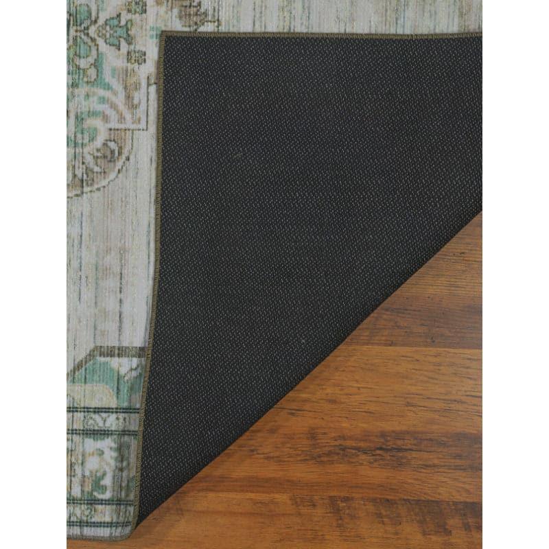 Evina Ethnic Anti Slip Carpet - Beige & Green media 4