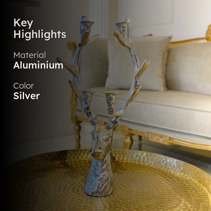 Stag Supremacy Candle Holder - Silver media 2