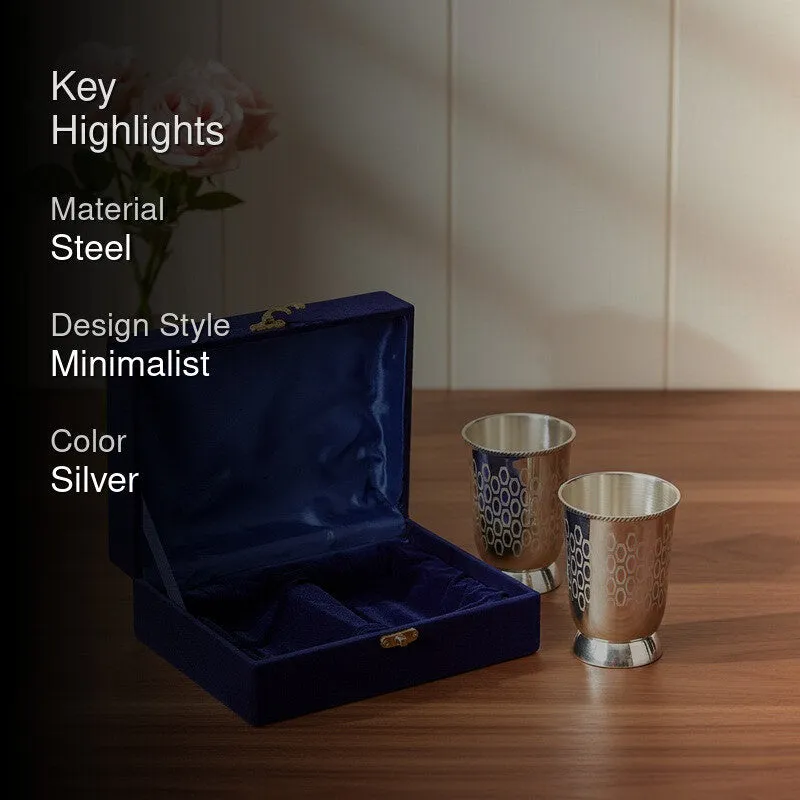 Silver Gleam Drinking Glass Duo (300 mL Each) - Three Piece Set media 2