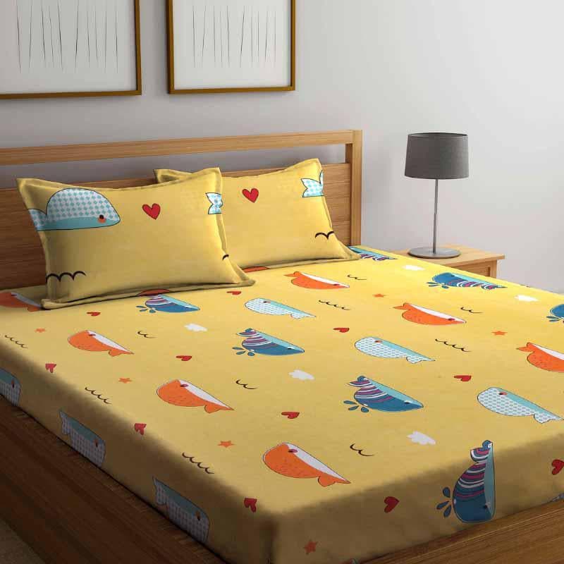 Dance With Whales Printed PolyCotton Bedsheet  - 180 GSM media 3