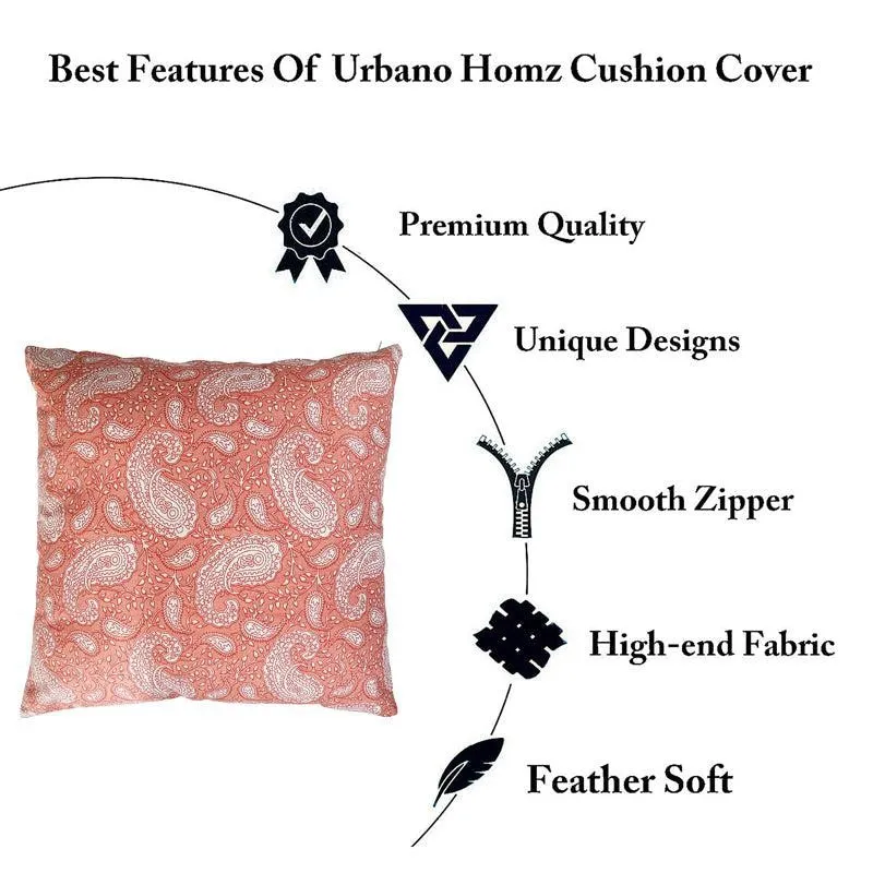 Ruksaana Printed Cushion Cover (Orange) - Set Of Two media 5